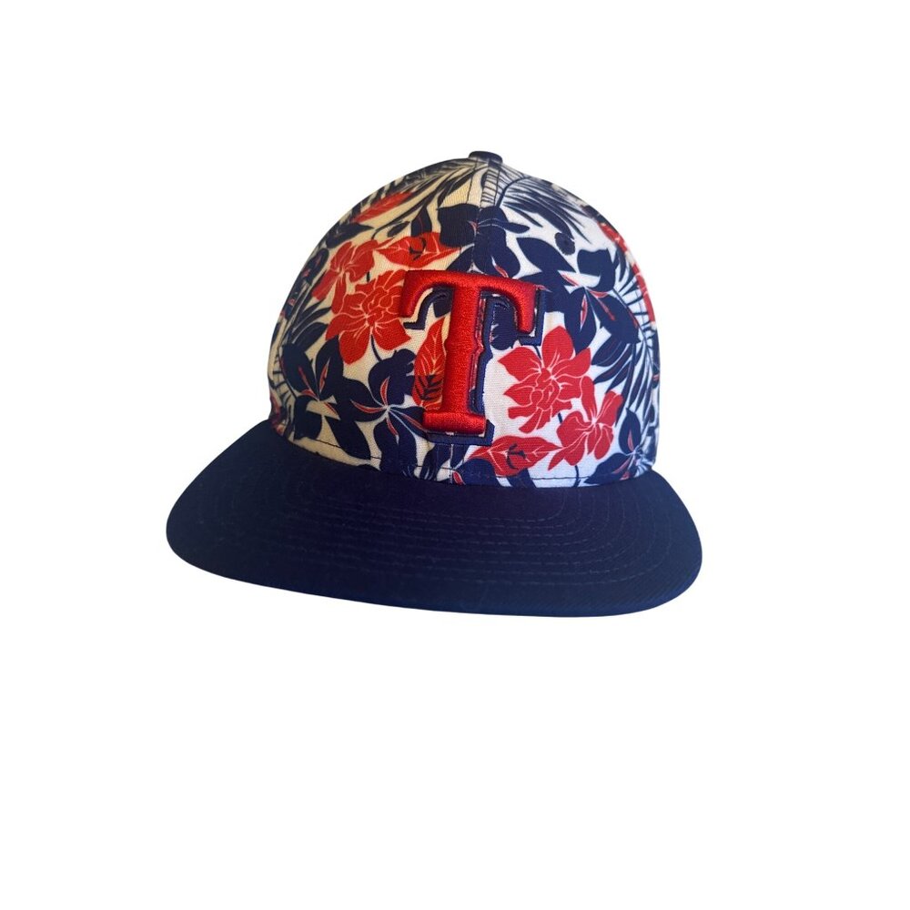 Texas Rangers New Era 59Fifty Floral Baseball Cap Size 7 1/4‎